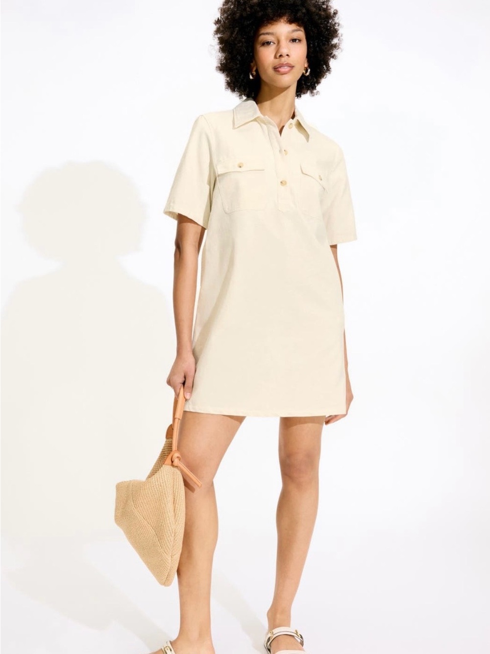 A.P.C. Rose Selia Shift Dress 100% Cotton IT 38 / US 2 Ivory
